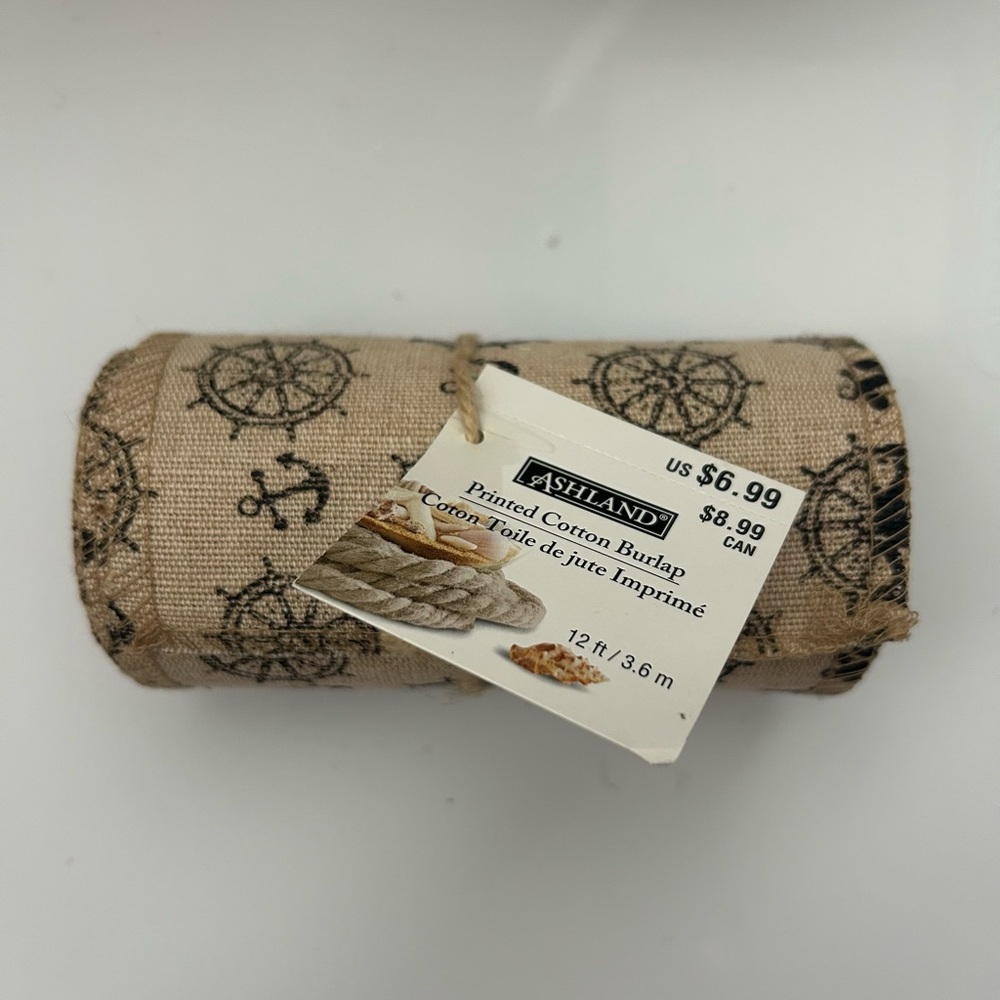 NWT Printed Cotton Burlap Ribbon